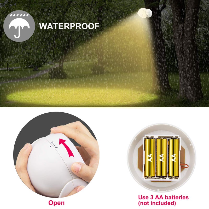 HONWELL Battery Operated Motion Sensor Light Outdoor Wireless Waterproof Spotlight Motion Detector Security Light, Light Sensor Auto On Off for Porch Stair Hallway Garage Wall Shed House Door (1Piece) - Image 3